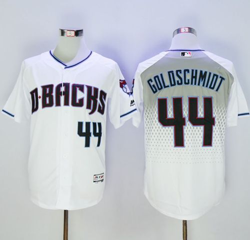 Diamondbacks #44 Paul Goldschmidt White/Capri New Cool Base Stitched MLB Jersey - Click Image to Close